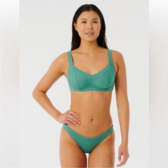 NEW Rip Curl Premium Surf E Bralette Top & Skimpy Hipster Swimsuit Bikini Medium - Picture 2 of 7